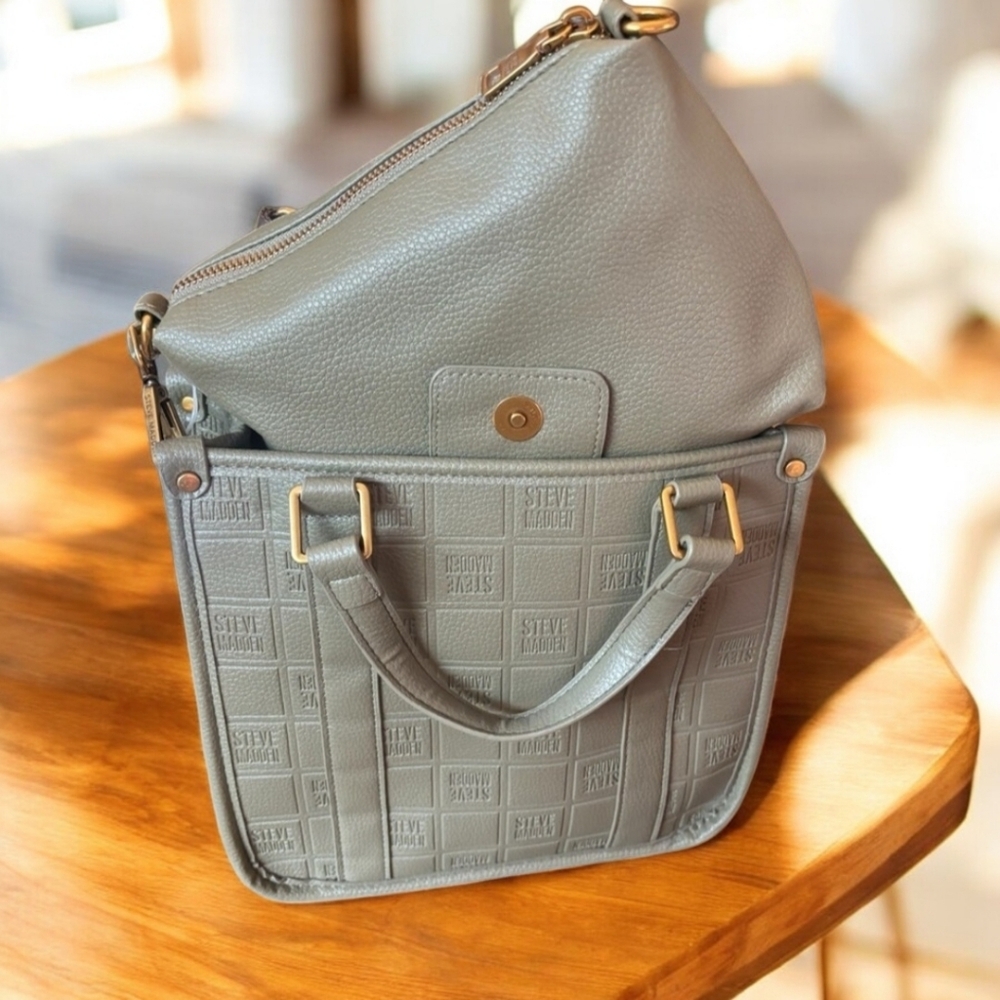 STEVE MADDEN NWT 4fer Olive Green Satchel & Crossbody Tote +2 Pouches & Wallet - Picture 5 of 8